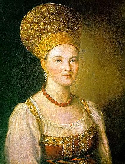unknow artist Portrait of an Unknown Woman in Russian Costume